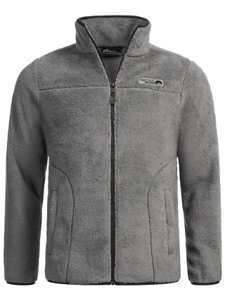 Arctic Seven Herren Sherpa Fleecejacke – Warme Outdoorjacke mit Zipper – Dunkelgrau