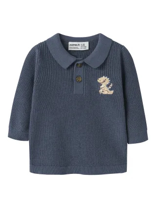 NAME IT - NBMKOLLA LS KNIT POLO Vintage Indigo - Gr. - 80