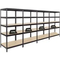 PROREGAL® Schwerlastregal MegaDeal Kellerregal Garagenregal Lagerregal Steckregal RIVET, 4-tlg., Kinderleichter Aufbau dank des innovativen RIVET-Stecksystems