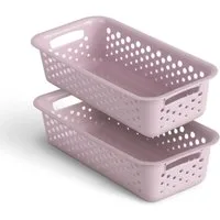 Pro Home Aufbewahrungskorb Modularer Kunststoffkorb Kunststoff Box (2 St), Aufbewahrungsbox mit Griffen - BPA-Frei - Organizer Körbchen Bad Küche