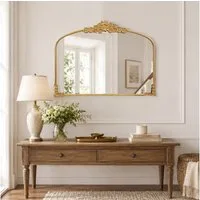 G-LEAF Spiegel Vintage Spiegel Groß mit Geschnitztem Blumen-Rahmen (1-St), für Schlafzimmer, Ankleidezimmer, Wohnzimmer, Antik Gold
