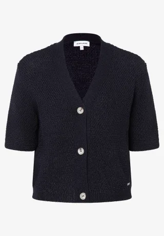 MORE & MORE - Kurzarm-Cardigan blau - Gr. - 40