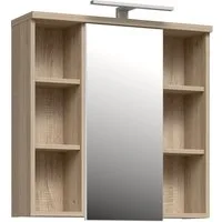 FORTE Badezimmerspiegelschrank LED-Beleuchtung, Spiegel, Sonoma Eiche Dekor - 68,6x68,1x20cm (B/H/T)