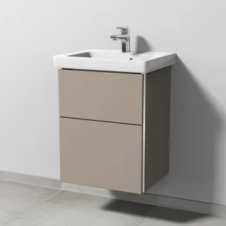 Sanipa 3way Waschtischunterbau zu Villeroy & Boch Subway 2.0 Waschtisch mit 2 Auszügen, Sandgrau-Mat BS61067