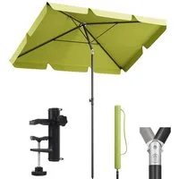 Sekey Sonnenschirm 200 × 125cm Balkonschirm rechteckig höhenverstellbar, mit Schirmhalter, LxB: 200x125 cm, mit Schutzhülle, Neigbar, UV50+ Schutz, wind- & wasserfest, für Garten