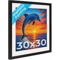 PHOTOLINI Bilderrahmen für Diamond Painting, passendes Passepartout, Bilder im Galerie-Look, für 1 Bilder (1 Einzelrahmen), Hochwertiger Galerie-Look für Diamond Painting Motive in 25x25 cm
