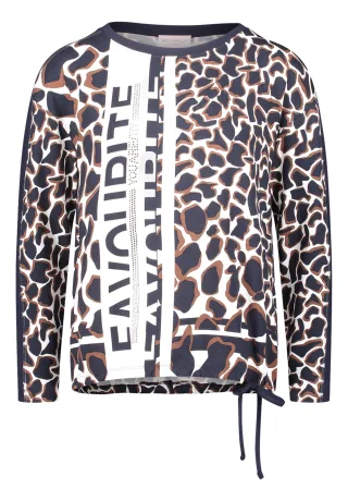 so cosy - Sweatshirt mit Animal-Print und Schriftzug blau/braun - Gr. - 36