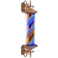 Barberpub Außen-Wandleuchte BarberPub Barber Pole Barbierstab, Retro Stil Licht 100,5 CM L059BC, LED fest integriert, Blau-Gold-Weiß, Außenwandlampe für Friseursalons