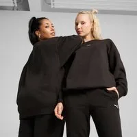 PUMA Langarmshirt ESS OVERSIZED CREW FL Oversize-Passform, Rundhalsausschnitt, gerippte Bündchen und Saum