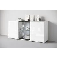 Home affaire Sideboard Caro, modernes Design mit Glaseinsätzen, Breite 150 cm (1 St), Grifflose Fronten mit Push-to-Open, höhenverstellbare Einlegeböden