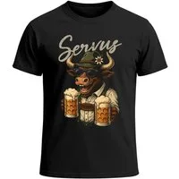 MoonWorks Print-Shirt Herren T-Shirt für das Oktoberfest Servus Ochse Trachtenlook Maßkrüge mit Print