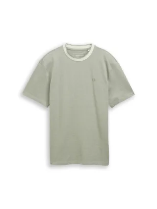 Denim Tom Tailor - Relaxed Fit Piqué T-Shirt mint sea spray two tone pique - Gr. - S
