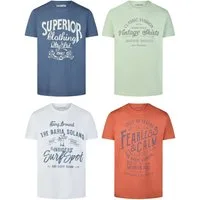 riverso T-Shirt Herren Printshirt RIVLeon Regular Fit (4-tlg) Kurzarm Tee Shirt mit Rundhalsausschnitt aus 100% Baumwolle