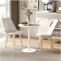 HOMCOM Esstisch Küchentisch für 2 Personen (moderner Esszimmertisch mit runder Tischplatte, 1-St., Kaffeetisch für drinnen und draußen), Stahl, 60 x 60 x 72 cm, Weiß