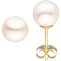 JOBO Paar Ohrstecker, 333 Gold mit Süßwasser-Zuchtperlen 7,5 mm