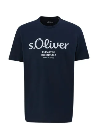 s.Oliver Red Label - T-Shirt mit Label-Print blau - Gr. - L