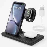 LaCute 3 in 1 Wireless Charger für iPhone Apple Watch und AirPods Dock Wireless Charger (3000 mA, Magnetische 3 in 1 Ladestation für iPhone Apple Watch AirPods Dock, 3 in 1 Wireless Charger Induktionsladestation mit 20W Netzteil Set, MagSafe kompatib