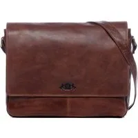 SID & VAIN Messenger Bag SPENCER groß Laptop-Tasche 15 Zoll echt Leder, Umhaengetasche Laptop Fach Herren Damen Schultertasche braun