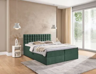 Boxspringbett Schlafzimmerbett TORIBO PREMIUM 160x220cm Stoff Coral Meeresgrün