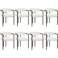 Puluomis Esszimmerstuhl mit Armlehnen, gepolsterten Sitz, Teddyfleece Bezug weiß (Set, 8 St)
