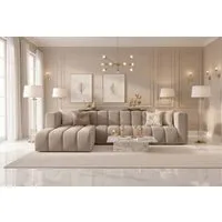 Kaiser Möbel Ecksofa Moderne aus Veloursstoff Salvador Grand L 318 cm, Ecksofa, Tiefe Sitzflächen,Premium-Velours Salvador,Design Soft-Cube