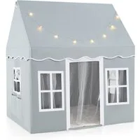 COSTWAY Spielzelt Indoor Kinderzelt, großes Spielzelt mit Sternenlichtern