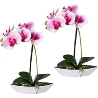 Kunstorchidee Phalaenopsis, Creativ green, Höhe 30 cm, 2er Set, in Kunststoffschale
