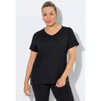 Ulla Popken T-Shirt Funktions-Shirt Slim V-Ausschnitt Halbarm recycelt
