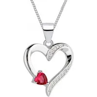 Goldene Hufeisen Herzkette Herz Rubin Zirkonia Halskette Anhänger 925 Silber Damen, 925 Sterling Silber mit Zirkonia, Silberschmuck für Damen