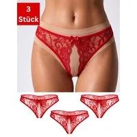 Elegant Love Slip-Ouvert Spitzen-String mit offenem Schritt – Damen Tanga (Packung, 3-St., 3er-Pack) Dessous für besondere Anlässe – Reizwäsche mit raffiniertem Höschen