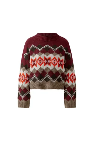 Oui - Pullover dk red taupe - Gr. - 38