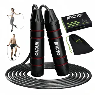 MACYO 3M Adjustable Professional Jump Rope with Adjustable - Detachable Steel Cable, 6 Rotating Bearings, Foam Handle, f