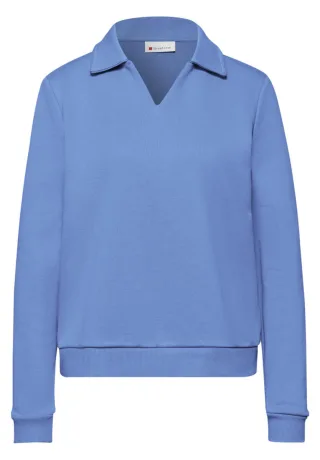 Street One - Sweatshirt mit Kragen blau - Gr. - 38