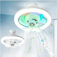 VIVIHEYDAY Deckenventilator LED Decken Ventilator Leuchte Fernbedienung RGB Lampe, 360° Schüttelkopf