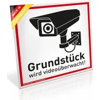 König Werbeanlagen Hinweisschild Schild Grundstück wird videoüberwacht!, Alu 20 x 20 cm, stabiles Alu