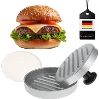 bremermann Burgerpresse Burgerpresse // inkl. 50x Antihaft-Trennblätter // Hamburgerpresse (1 St), Aluminium, mit 50 Blatt Papier
