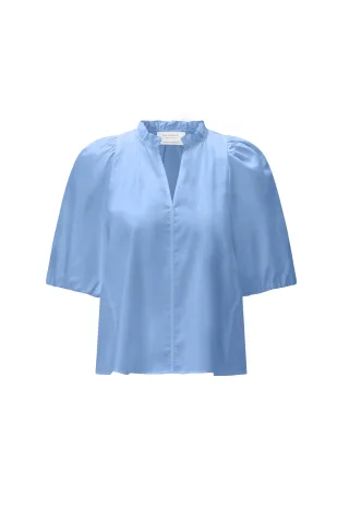 Rich & Royal - Cotton Ruffle Blouse skyway blue - Gr. - 44