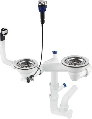 Neuesbad Siphon SPACE SAVER für 1,5 und 2-Becken Granit SINKS 3,5'', mit POP UP Ablauf NB1DEZXY99731