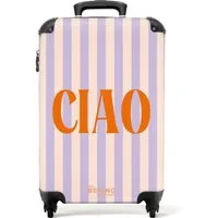 NoBoringSuitcases.com© Hartschalen-Trolley Das Zitat "ciao" in Pastellfarben 55x35x20cm, 4 Rollen, Handgepäck Koffer & Trolleys, Luggage, Reisekoffer Frauen