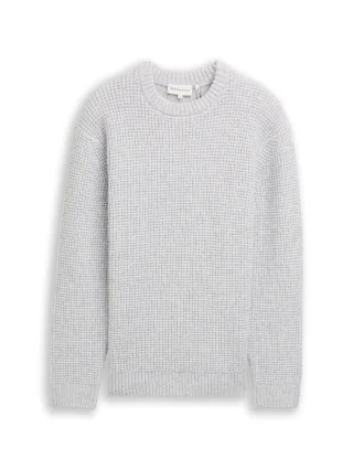 Tom Tailor - Strickpullover mit Wollanteil light grey melange white core - Gr. - XXL