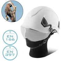 STAHLWERK Schutzhelm mit Visier EN397 EN166 Forsthelm Sicherheitshelm Augenschutz PSA (Packung, 1-tlg., Einzelartikel), integrierten Stirnpolster