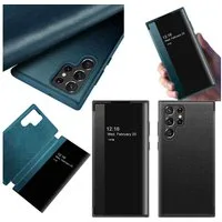 Wigento Handyhülle Für Samsung Galaxy S23 Ultra View Mirror Smartcover Wake UP Funktion