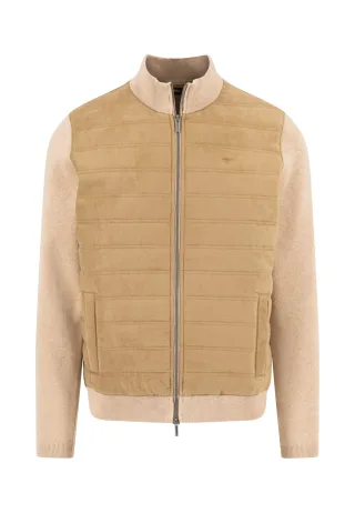 FYNCH-HATTON - Hybrid Cardigan, fake suede taupe - Gr. - L