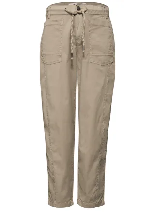 Street One - Barrel Leg Hose aus Twill-Ware safari beige - Gr. - 28