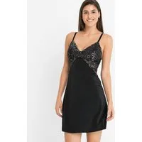 bonprix Negligé aus Satin, mit dekorativem Spitzenbesatz, femininer Stil