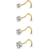 YADOCA Nasenpiercing 4 Stück 14K Gold 20G Nasenpiercing Chirurgenstahl Zirkonia L-Form