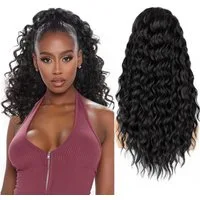 LuxusKollektion Kunsthaar-Extension Pferdeschwanz Extension Ponytail 45cm Kordelzug Schwarz