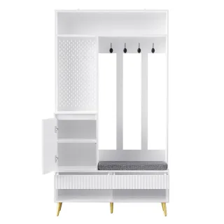 Flieks Garderobenset, Weiß, Holzwerkstoff, 35x180x100 cm, Garderobe, Garderoben-Set & Garderoben-Serien, Garderoben-Sets