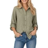 Mississhop Hemdbluse Damen Bluse kariert aus Baumwolle – Hemdbluse mit 3/4-Arm Gr. 36-40