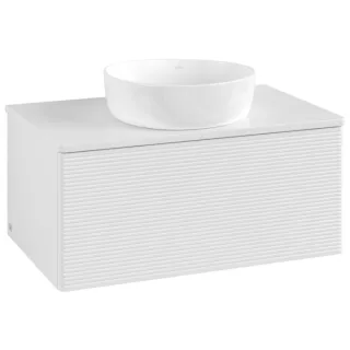 Villeroy und Boch Antao Waschtisch-Unterschrank L30110GF mit Beleuchtung, 80x36x50cm, Waschbeckenplattenfarbe Lack, glossy white lacquer